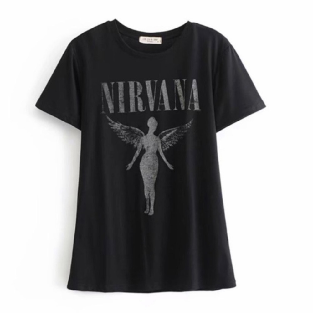 SOLD OUT Black Nirvana Angel Tour Concert Vintage T-Shirt - Picture 2 of 4